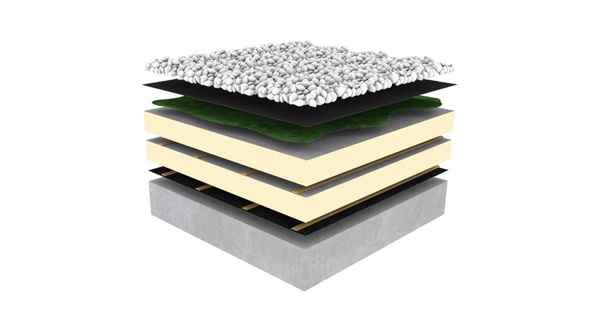 3D roofing buildup showing what can go under Elevate RubberGard EPDM 